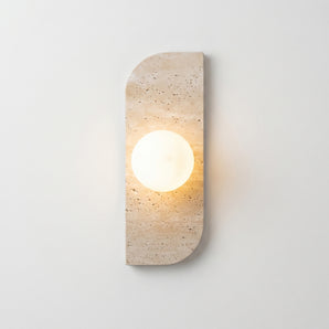 Luminária Arandela Moderna Minimalista Vidro Mármore Travertino Globo Holeta — ORNE