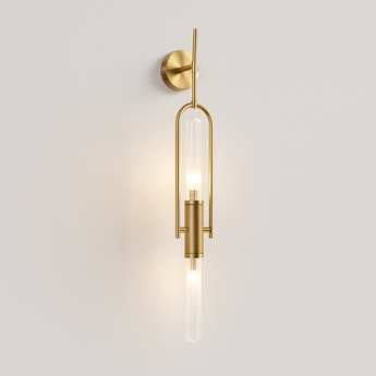 Luminária Arandela Moderna Minimalista Metal Vidro Fontian - Dourado / Ø11x85cm - ORNE™