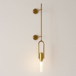 Luminária Arandela Moderna Minimalista Metal Vidro Haran - Dourado / Ø11x150cm - ORNE™