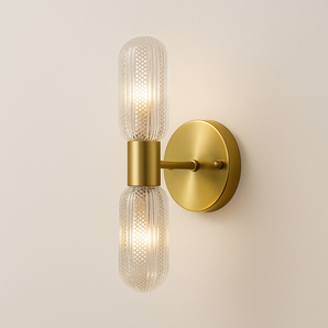 Luminária Arandela Moderna Minimalista Vidro Metal Dourado Janus — ORNE