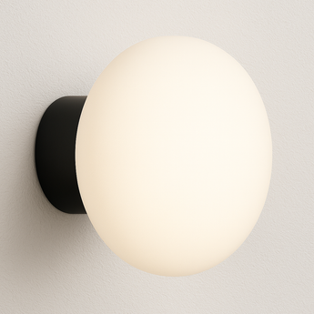 Luminária Arandela Moderna Minimalista Oval Metal Vidro Ravo - Preto / Ø15cm - ORNE™