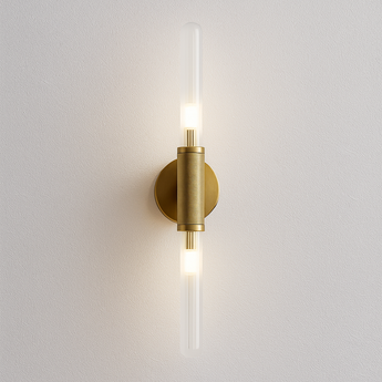 Luminária Arandela Moderna Minimalista Metal Vidro Sarcome - Dourado / Ø5x60cm - ORNE™