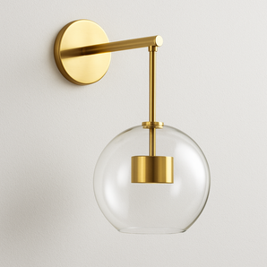 Luminária Arandela Moderna Minimalista Vidro Metal Globo Dourado LED Scat — ORNE