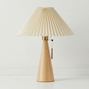 Luminária de Mesa Abajur Clássico Minimalista Retrô Vintage Madeira Tecido Halo — ORNE