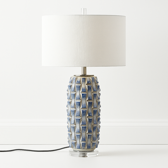 Luminária de Mesa Moderna Minimalista Clássica Cúpula Cerâmica Ocean - Modelo A | Ø35x60cm - ORNE™