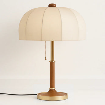 Luminária de Mesa Abajur Moderna Minimalista Tecido Metal Gott - Madeira / E27 / Ø32x50cm - ORNE™
