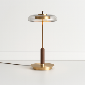 Luminária de Mesa Abajur Moderno Minimalista Madeira Metal LED Bree — ORNE
