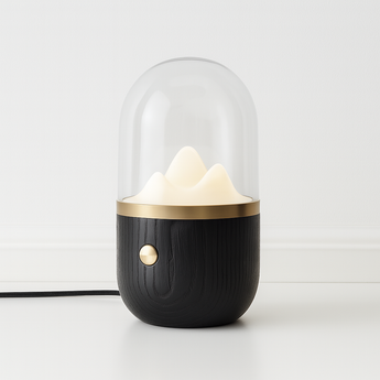 Luminária De Mesa Abajur Minimalista Madeira Vidro Orisa - Ø10x20cm / Preto - ORNE™