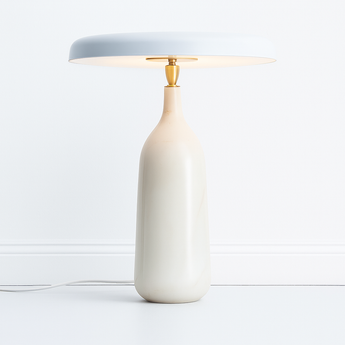 Luminária de Mesa Abajur Moderno Minimalista Mármore Metal Off-white LED Nox — ORNE