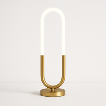 Luminária de Mesa Moderna Minimalista Oval LED Cyber - Dourado / Metal / Branco Quente (3000K) - ORNE™