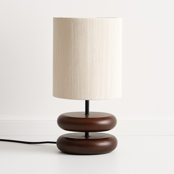 Luminária Abajur Moderna Minimalista Tecido Sanj - Nogueira / Ø21,6x25,5cm / Tecido - ORNE™