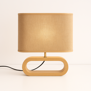 Luminária de Mesa Abajur Moderno Minimalista Tecido Madeira Tupari — ORNE