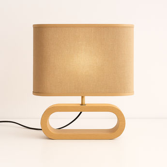 Luminária de Mesa Abajur Moderno Minimalista Tecido Madeira Tupari — ORNE