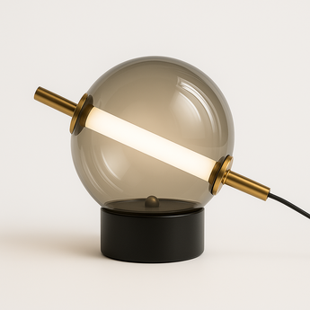 Luminária de Mesa Abajur Moderna Minimalista Globo de Vidro Ball - Fumê - ORNE™