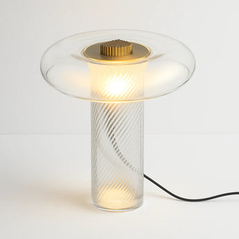 Luminária de Mesa Abajur Moderna Minimalista Vidro Metal Dourado Clear - Branco Quente (3000K) - ORNE™