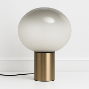 Luminária de Mesa Moderna Minimalista Metal Vidro Laguna - Ø26x38cm / Dourado - ORNE™