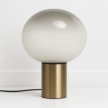 Luminária de Mesa Moderna Minimalista Metal Vidro Laguna - Ø26x38cm / Dourado - ORNE™