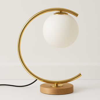 Luminária de Mesa Abajur Moderna Minimalista Moonlight - Dourado / Branco Quente (3000K) / Meia lua - ORNE™