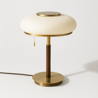 Luminária De Mesa Abajur Minimalista Vidro Metal Elluna - Branco / Ø30x40cm / Vidro e Alumínio - ORNE™