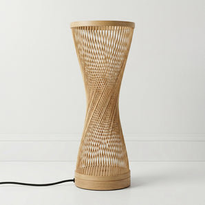Luminária de Mesa Abajur Moderno Rústico Bambu Madeira Leipzig — ORNE