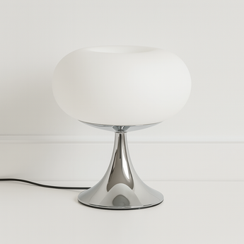 Luminária de Mesa Abajur Moderna Minimalista Metal Buggy - Branco / Ø26x30cm - ORNE™