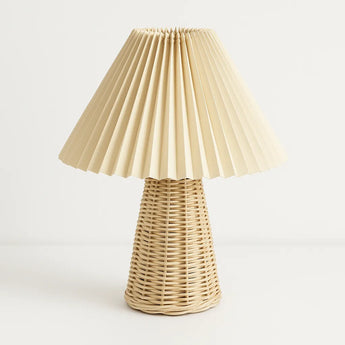 Luminária de Mesa Abajur Rústico Clássico Minimalista Rattan Tecido Welt — ORNE