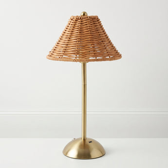 Luminária de Mesa Rústico Moderno Rattan Metal LED Recarregável Peônia — ORNE