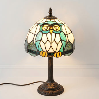 Luminária de Mesa Tiffany Retrô Minimalista Vidro Resina Metal Owl — ORNE