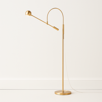 Luminária de Piso Coluna Articulada Moderna Minimalista Metal Dourado Thin — ORNE