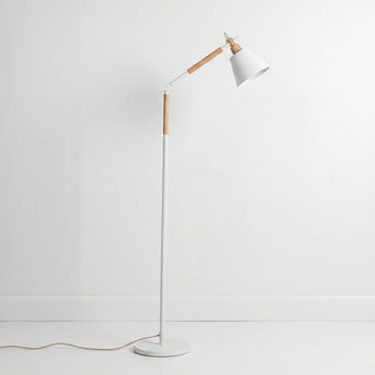 Luminária de Piso Coluna Articulada Moderna Minimalista Madeira Metal LED Nórdico — ORNE