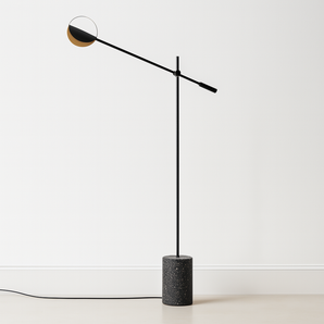 Luminária de Piso Coluna Moderna Minimalista Metal Vitay - Preto / Branco Quente (3000K) - ORNE™