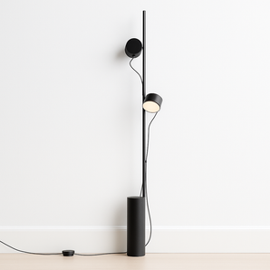 Luminária de Piso Coluna Direcionável Moderna Minimalista Metal Preto LED Reese — ORNE