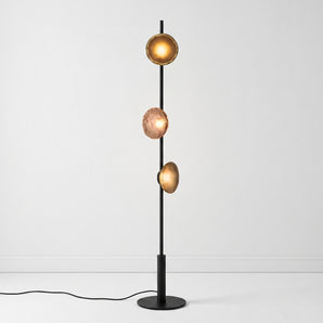 Luminária de Piso Coluna Direcionável Moderna Minimalista Vidro Metal Monaco