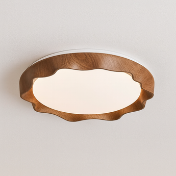 Luminária Plafon Moderna Minimalista LED Metal Acrílico Kista - Ø35cm / Nogueira / Branco Quente (3000K) - ORNE™
