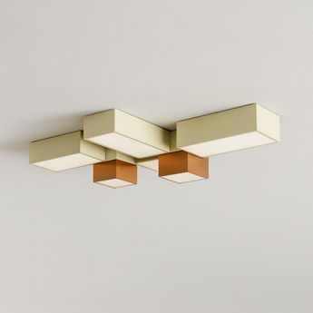 Luminária Plafon Moderna Minimalista LED Metal Chania - 108x22cm / Laranja e Bege - ORNE™