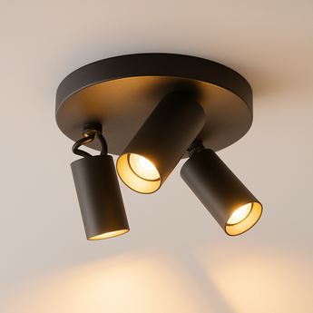 Luminária de Teto Plafon Sobrepor Redondo Direcionável Industrial Moderno Minimalista Metal Preto Brainy — ORNE