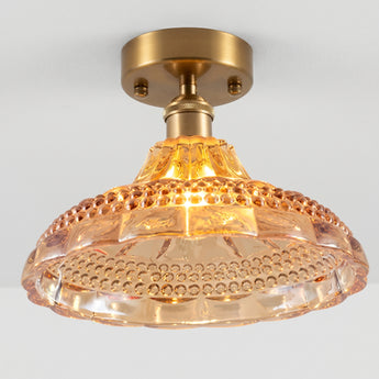 Luminária de Teto Plafon Sobrepor Redondo Clássico Retrô Vintage Vidro Metal Veneto — ORNE
