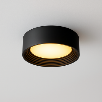 Luminária Plafon Moderna Minimalista LED Metal Acrílico Coelcci - Ø25cm / Preto / Branco Quente (3000K) - ORNE™