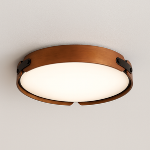 Luminária Plafon Moderna Minimalista LED Madeira Sacovi - Ø42cm / Nogueira / Branco Quente (3000K) - ORNE™