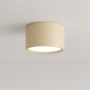 Luminária Plafon Moderna Minimalista Metal Acrílico Ueno - Ø12x8cm / Bege / Alumínio - ORNE™