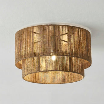 Luminária de Teto Plafon Sobrepor Redondo Rústico Minimalista Rattan Tecido Pudong — ORNE