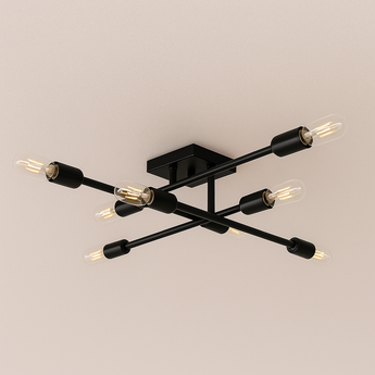 Luminária Plafon Moderna Minimalista Metal Raddi - Preto / 110V / 55x55cm / E27 - ORNE™