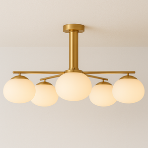 Luminária Plafon Moderna Minimalista Metal Vidro Kari - 103x38cm / Dourado - ORNE™