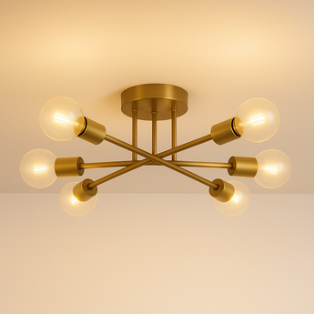 Luminária Plafon de Sobrepor Moderno Minimalista Sputnik - Dourado - ORNE™