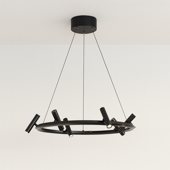 Luminária Pendente Moderna Minimalista LED Metal Black Lumin - Ø72cm / Branco Quente (3000K) - ORNE™