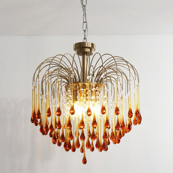 Luminária Pendente Clássico Retrô Vintage Cristal Metal Honey — ORNE