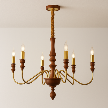 Luminária Pendente Moderna Minimalista Metal Madeira Gavia - Ø76cm / Branco Quente (3000K) / Madeira e Alumínio - ORNE™
