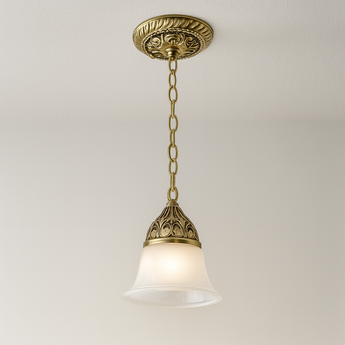 Luminária Pendente Clássico Retrô Vintage Vidro Metal Dourado Synthetic — ORNE