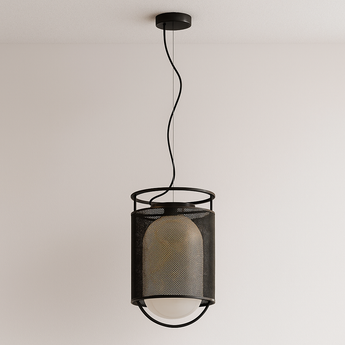 Luminária Pendente Industrial Moderno Vidro Metal Globo Preto Brisk — ORNE