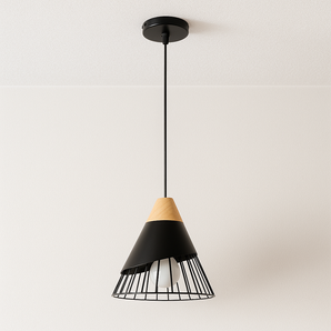 Luminária Pendente Industrial Retrô Vintage Madeira Metal Phyval — ORNE